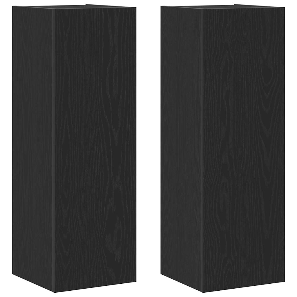 Mueble de TV de Pared 2 pcs Roble Negro 30,5 x 28,5 x 90 cm