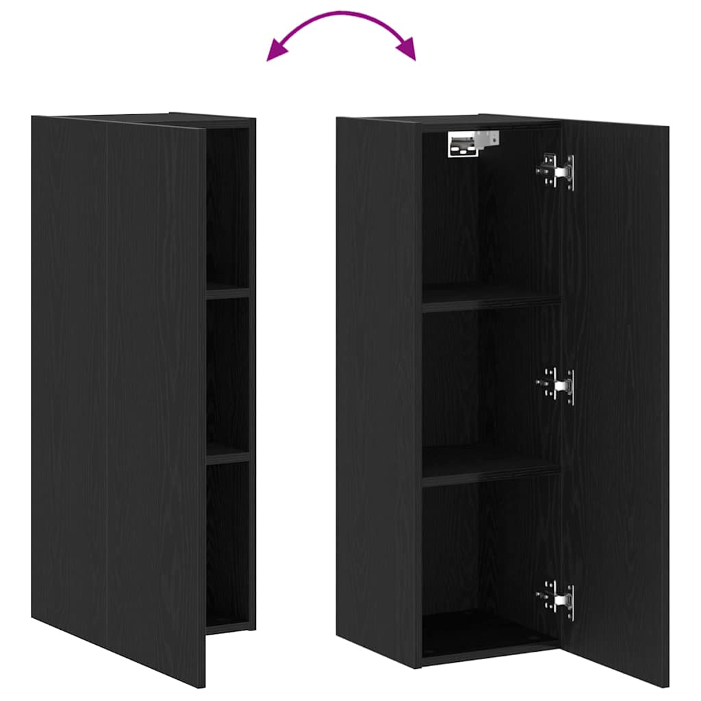 Mueble de TV de Pared 2 pcs Roble Negro 30,5 x 28,5 x 90 cm