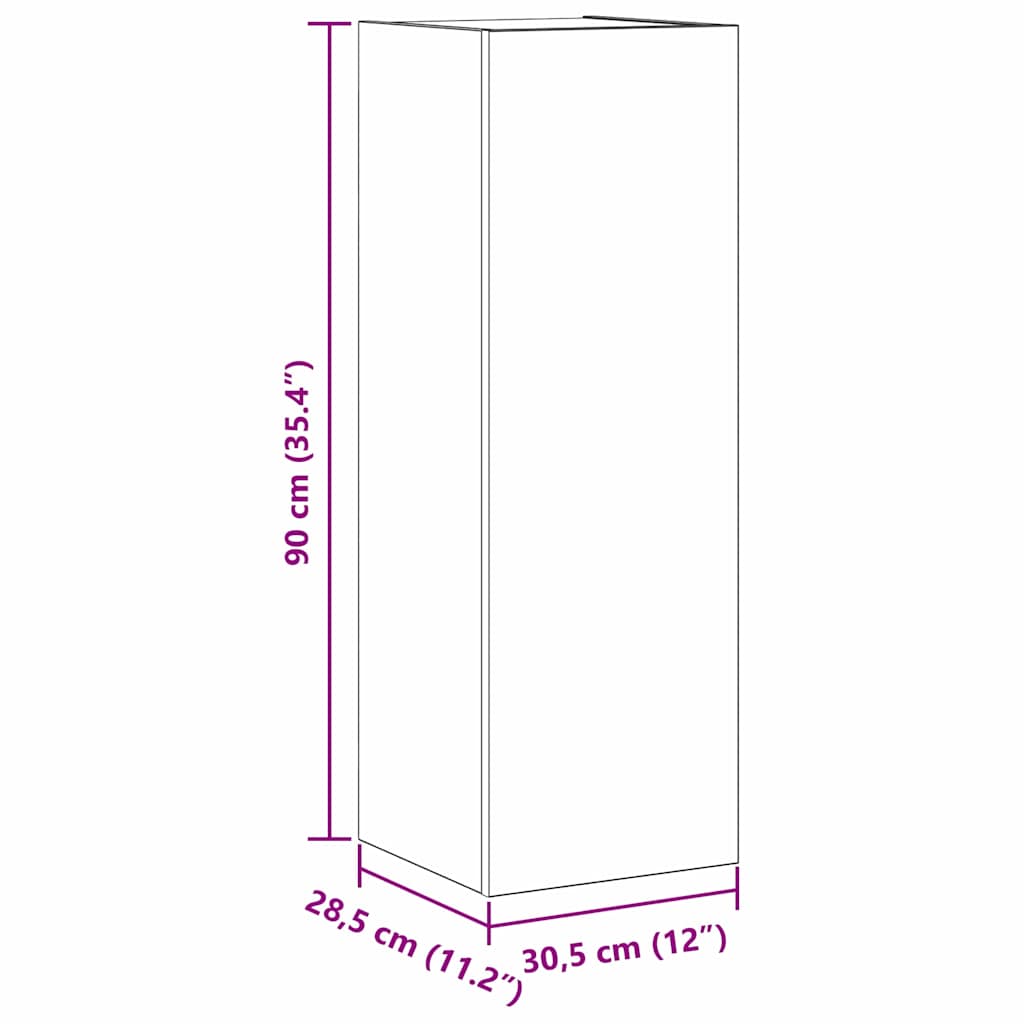 Mueble de TV de Pared 2 pcs Roble Negro 30,5 x 28,5 x 90 cm