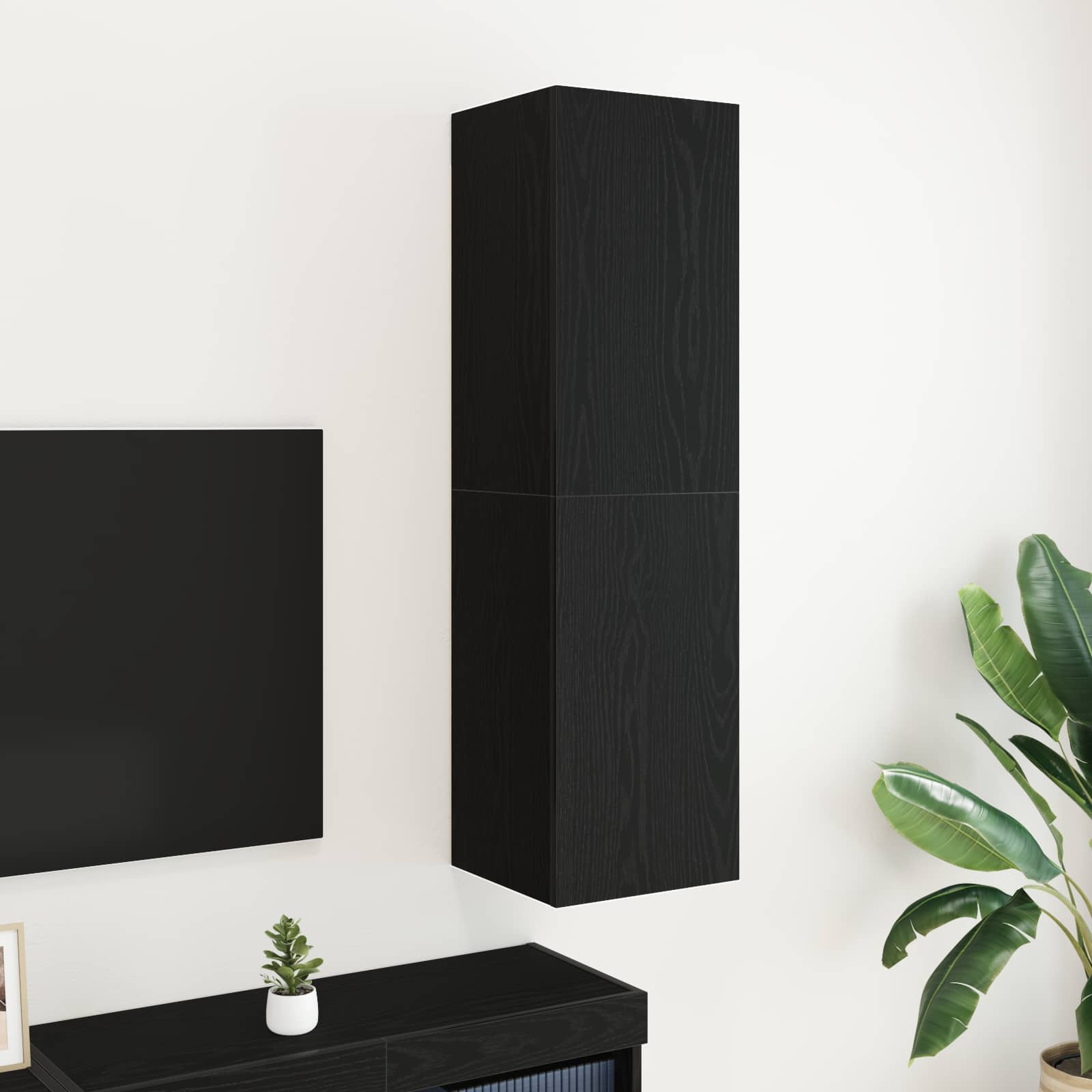 Mueble de TV de Pared 2 pcs Roble Negro 30,5 x 28,5 x 90 cm
