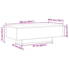 Mesa de Café Roble Negro 100 x 49,5 x 31 cm