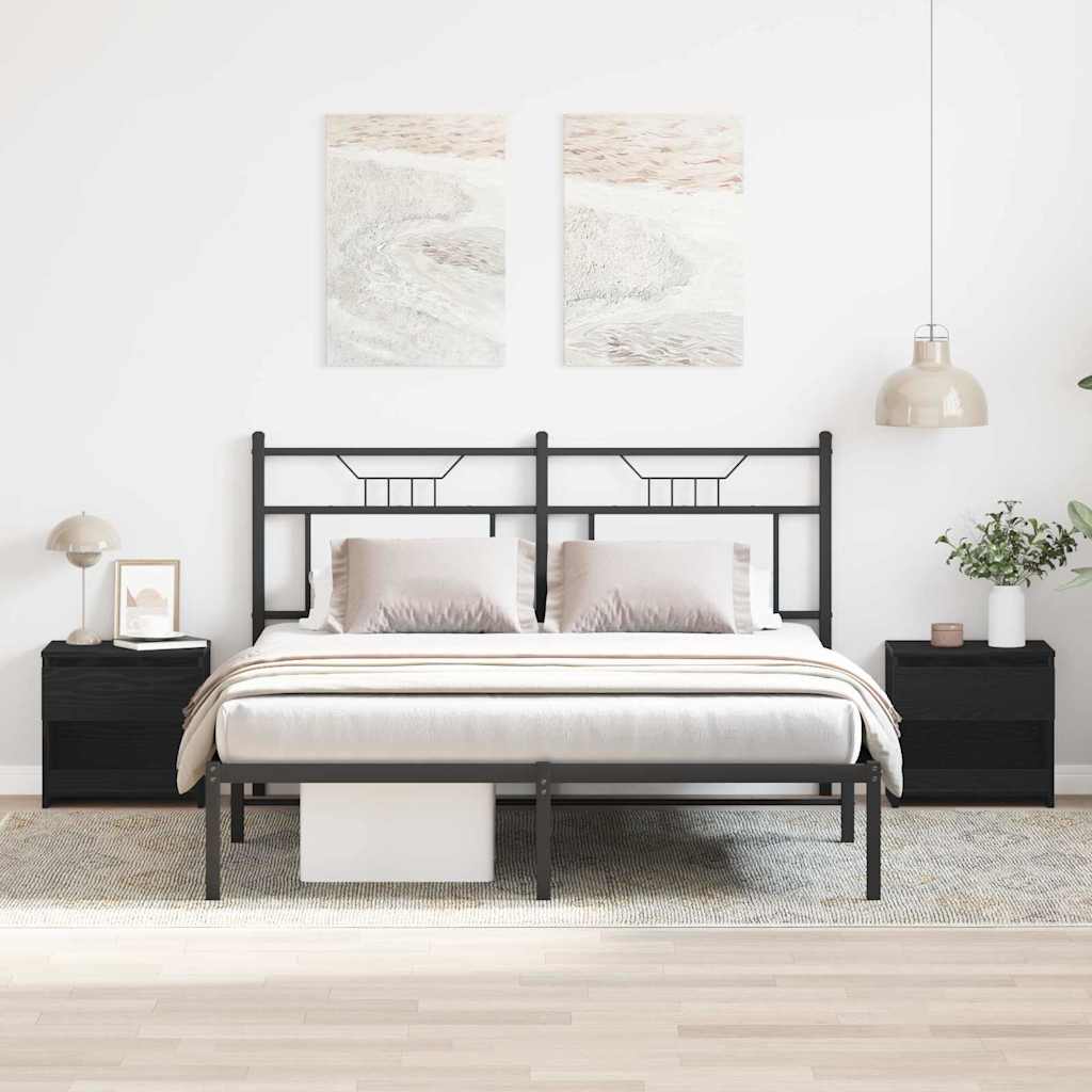 Armario de Noche 2 pcs Roble Negro 40 x 30 x 39 cm