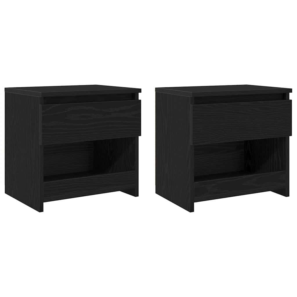 Armario de Noche 2 pcs Roble Negro 40 x 30 x 39 cm