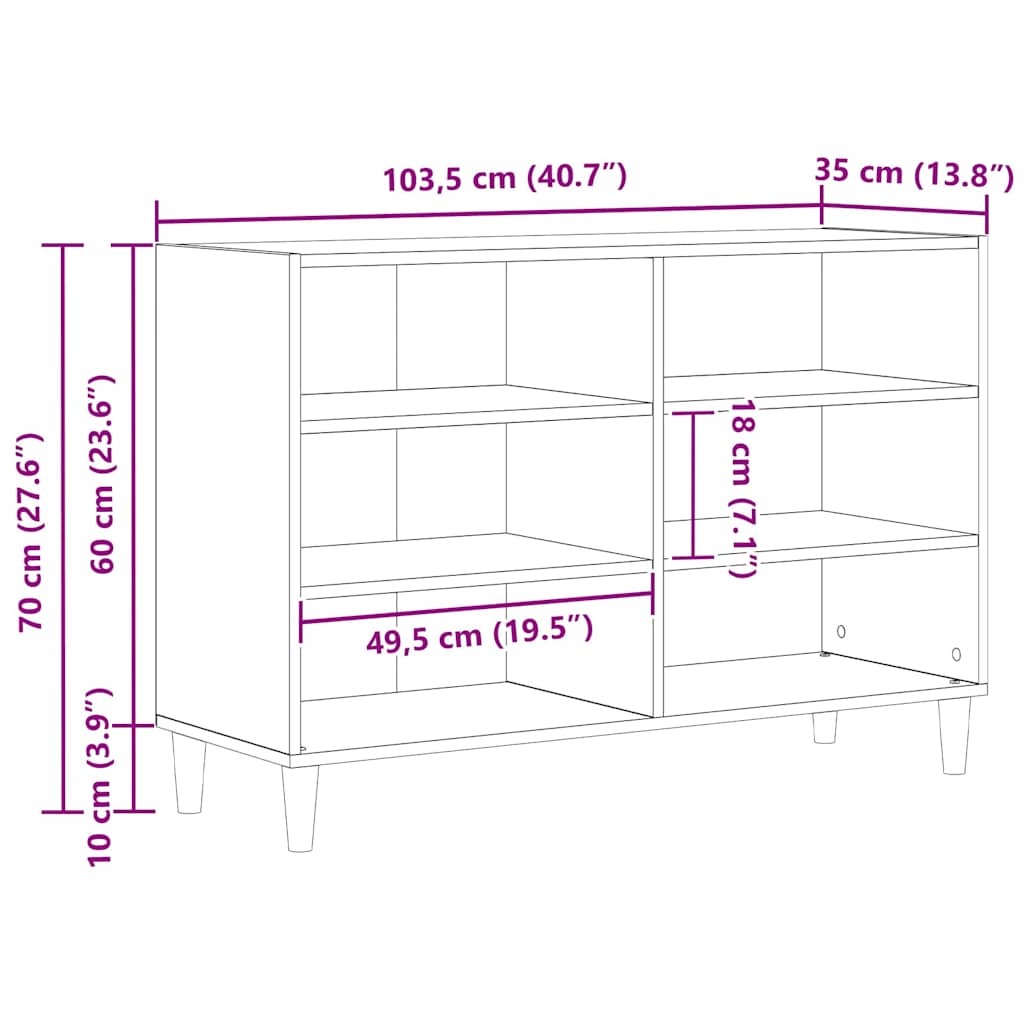 Vitrina Roble Negro 103,5 x 35 x 70 cm Madera contrachapada