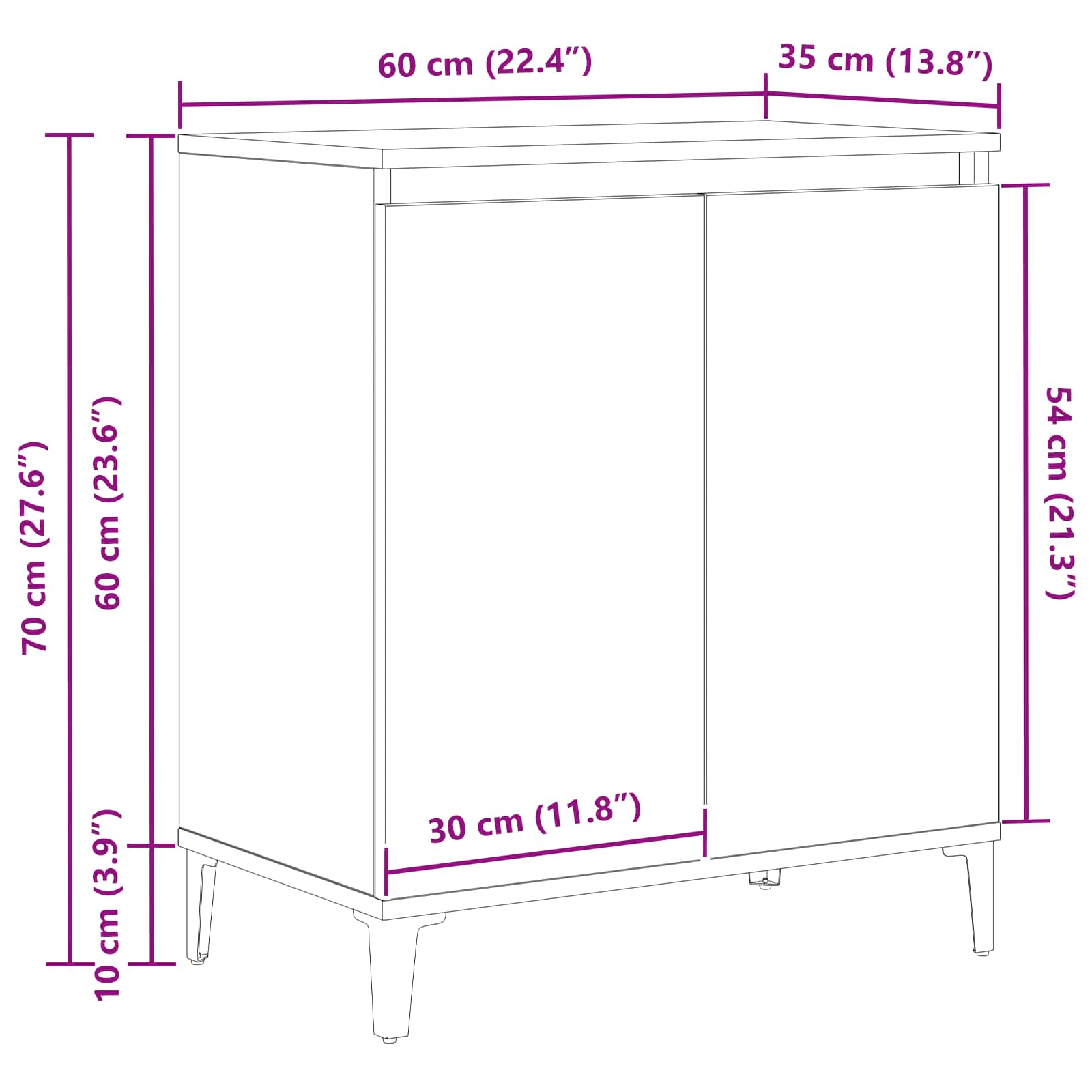 Vitrina Roble Negro 60 x 35 x 70 cm Madera contrachapada