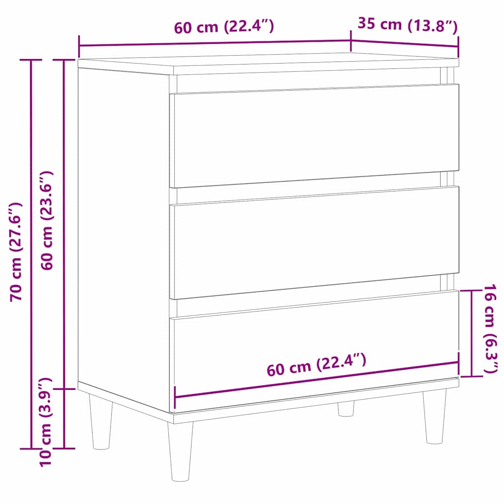 Vitrina Roble Negro 60 x 35 x 70 cm Madera contrachapada