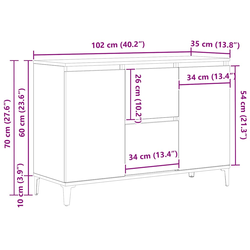 Vitrina Roble Negro 104 x 35 x 70 cm Madera contrachapada