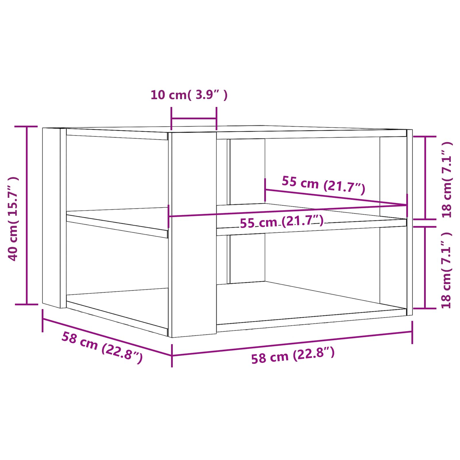 Mesa de Café Roble Negro 58 x 58 x 40 cm Madera de ingeniería