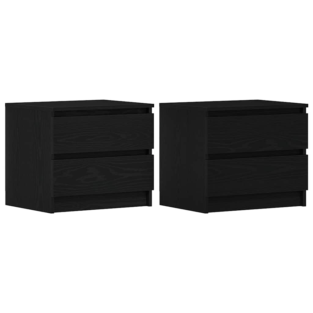 Armario de Noche con cajón 2 pcs Roble Negro 50 x 40 x 43,5 cm