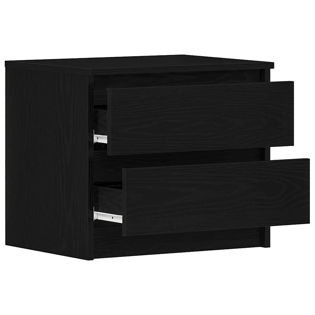 Armario de Noche con cajón 2 pcs Roble Negro 50 x 40 x 43,5 cm