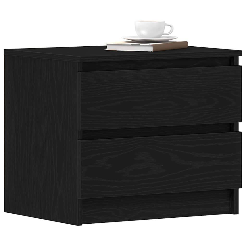 Armario de Noche con cajón 2 pcs Roble Negro 50 x 40 x 43,5 cm