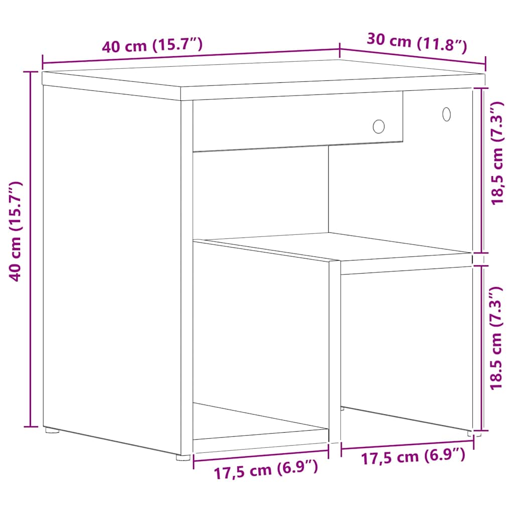 Armario de Noche 2 pcs Roble Negro 40 x 30 x 40 cm