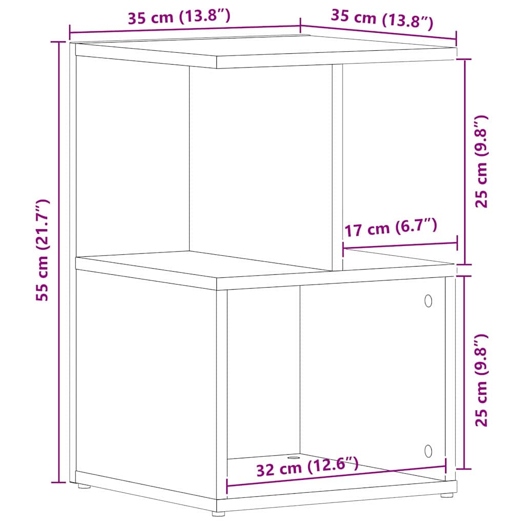 Armario de Noche 2 pcs Roble Negro 35 x 35 x 55 cm