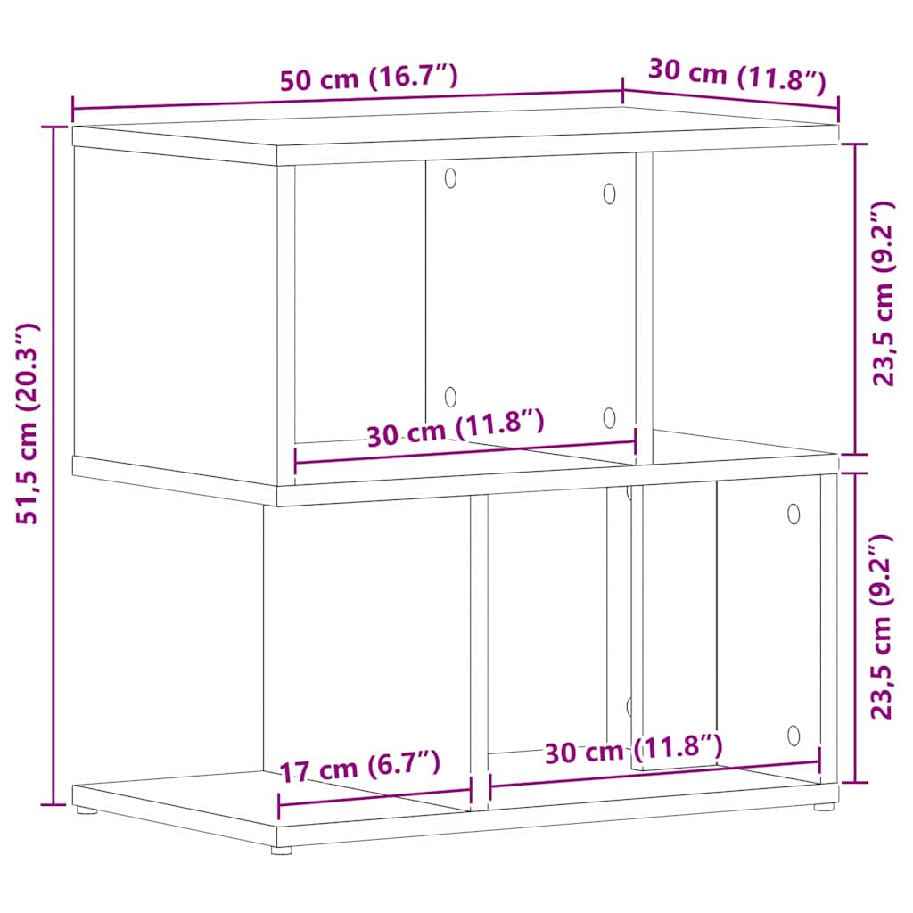Armario de Noche 2 pcs Roble Negro 50 x 30 x 51,5 cm