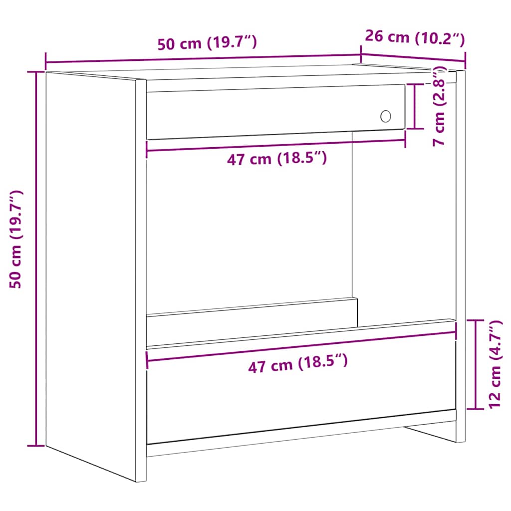 Mesa lateral Roble Negro 50 x 26 x 50 cm Madera de ingeniería