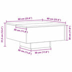 Mesa de Café Roble Negro 60 x 60 x 31,5 cm Madera de ingeniería