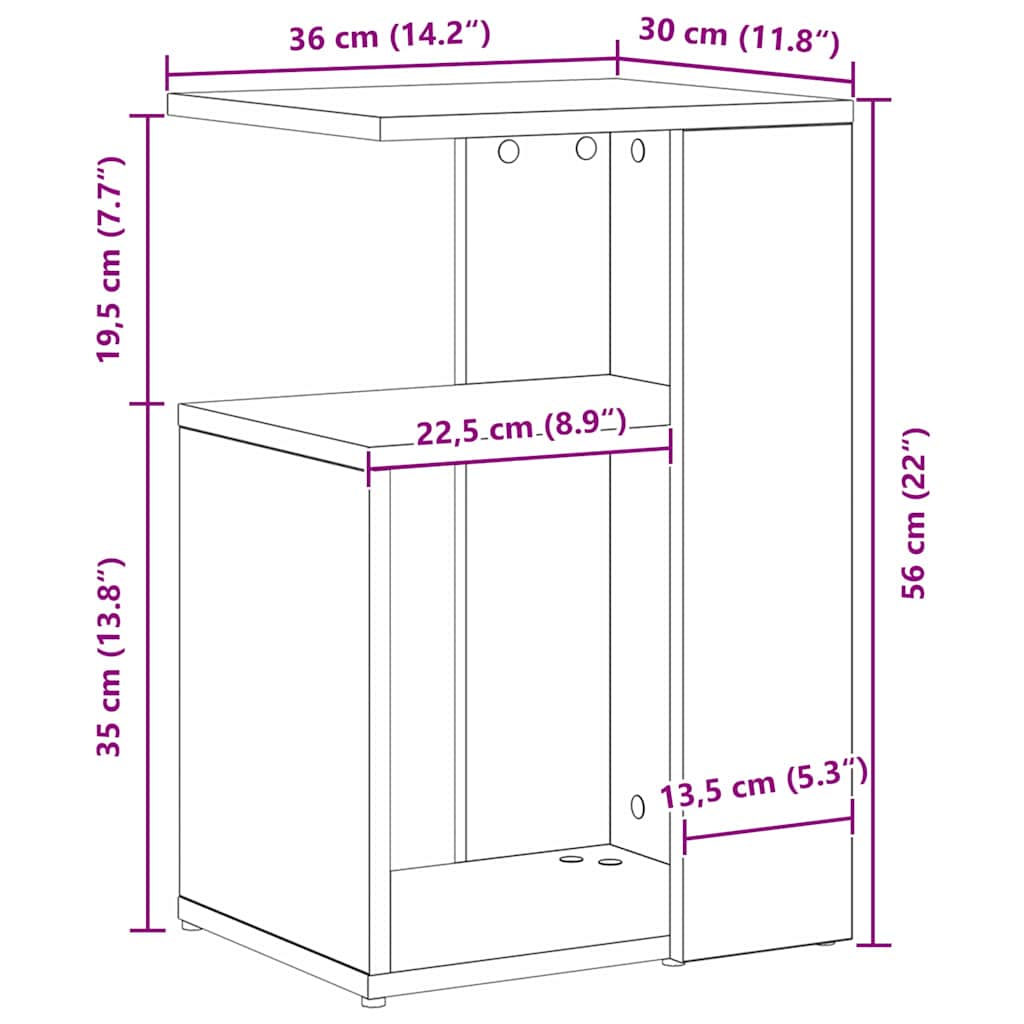 Mesa lateral Roble Negro 36 x 30 x 56 cm Madera de ingeniería