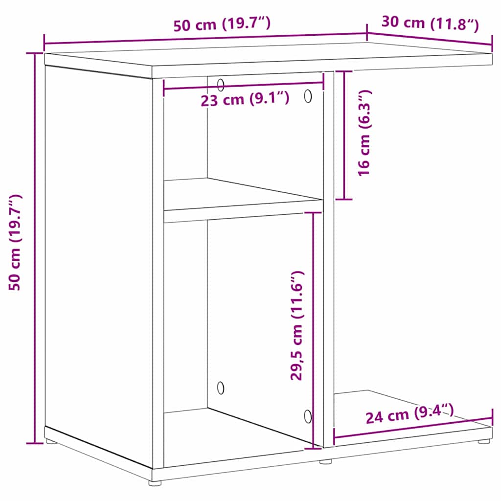 Mesa lateral Roble Negro 50 x 30 x 50 cm Madera de ingeniería