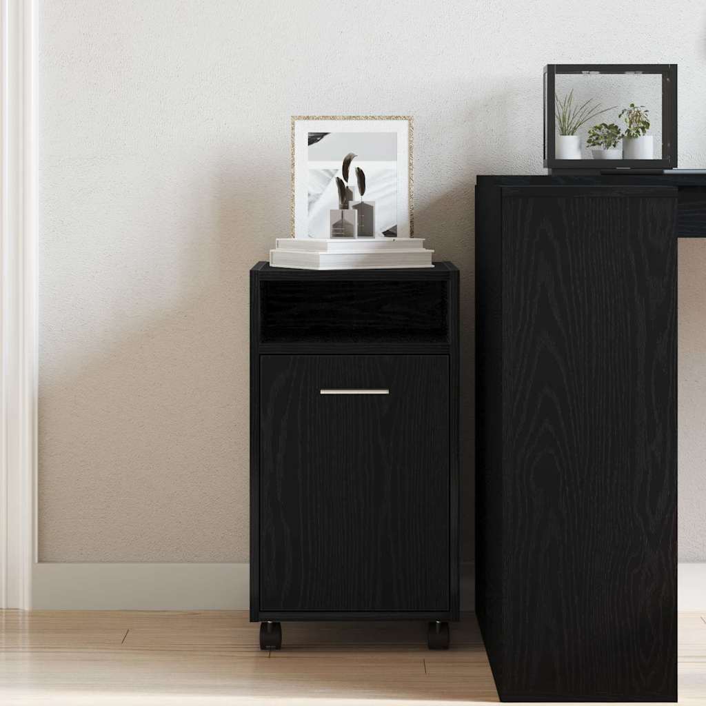 Gabinete lateral con ruedas Roble Negro 33 x 38 x 60 cm