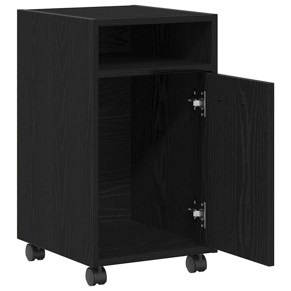 Gabinete lateral con ruedas Roble Negro 33 x 38 x 60 cm