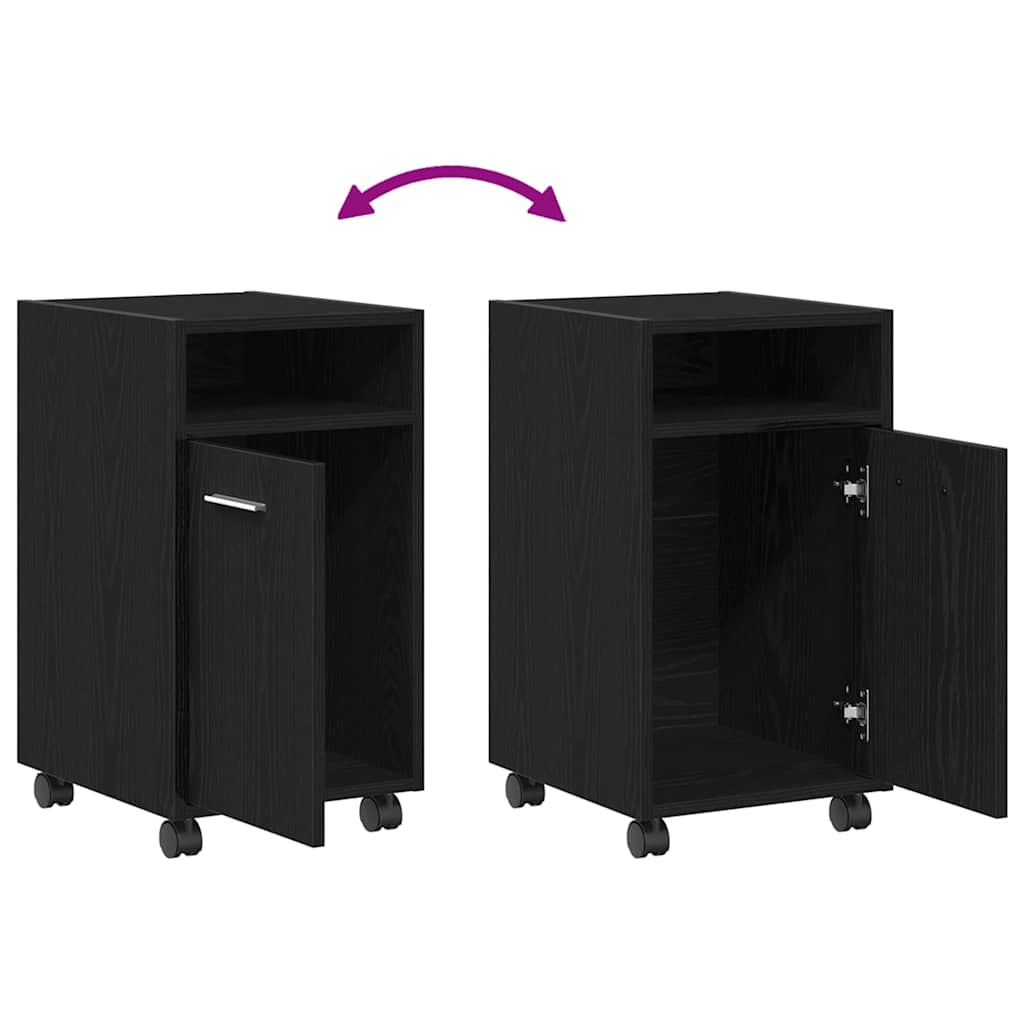 Gabinete lateral con ruedas Roble Negro 33 x 38 x 60 cm