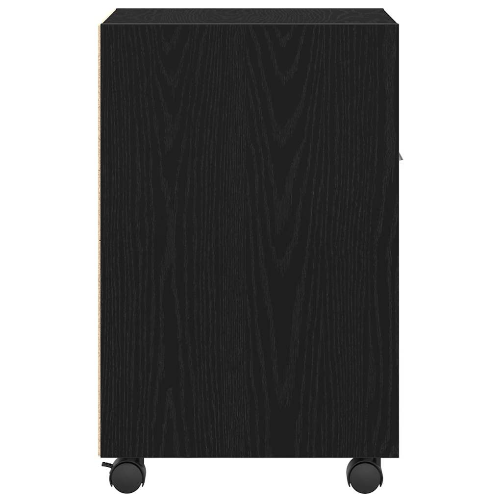 Gabinete lateral con ruedas Roble Negro 33 x 38 x 60 cm