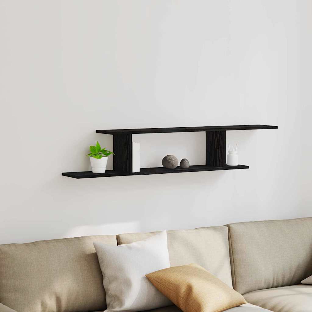 Estante de pared con estante Roble Negro 80 x 15 x 78,5 cm