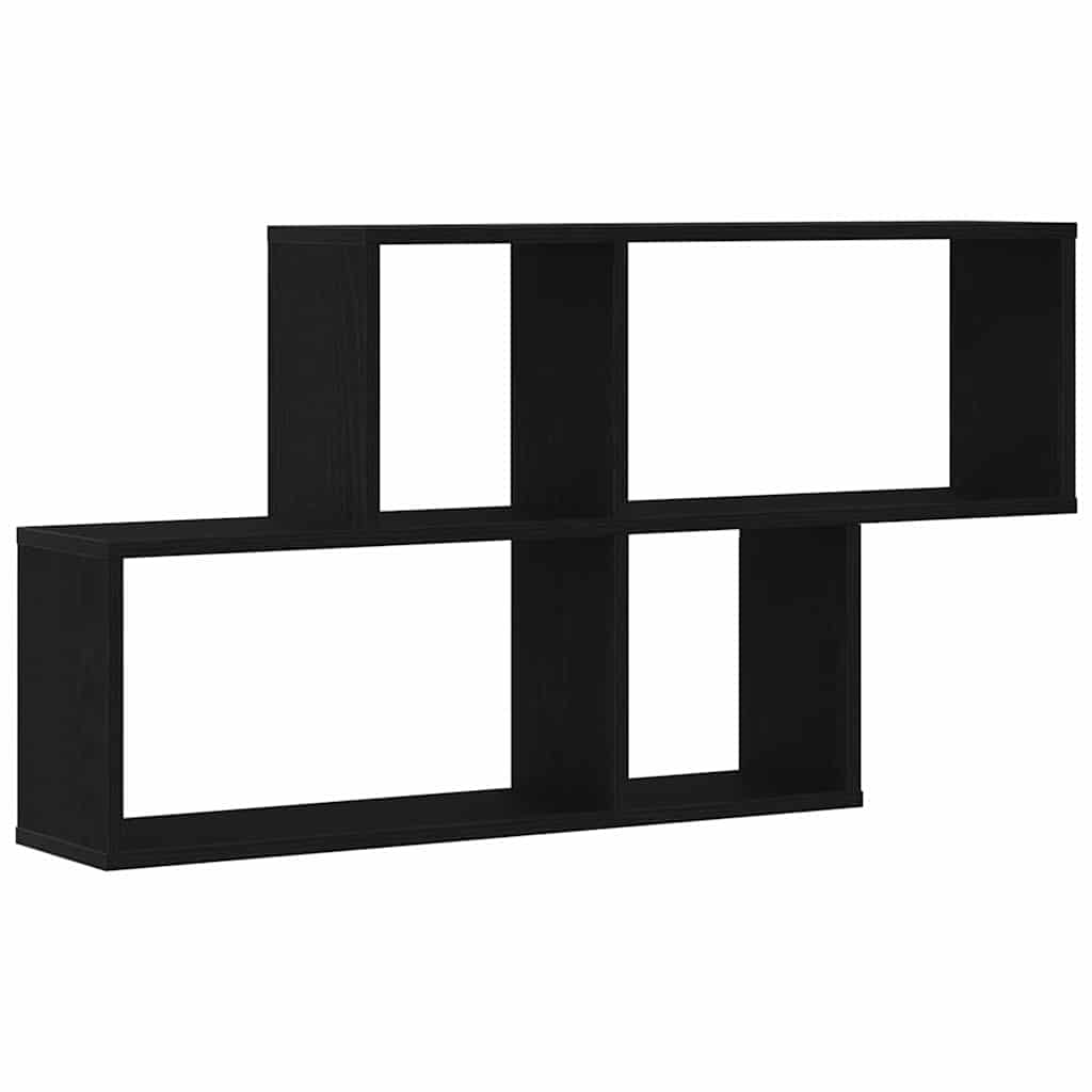 Estante de pared con estante Roble Negro 76 x 15 x 53 cm