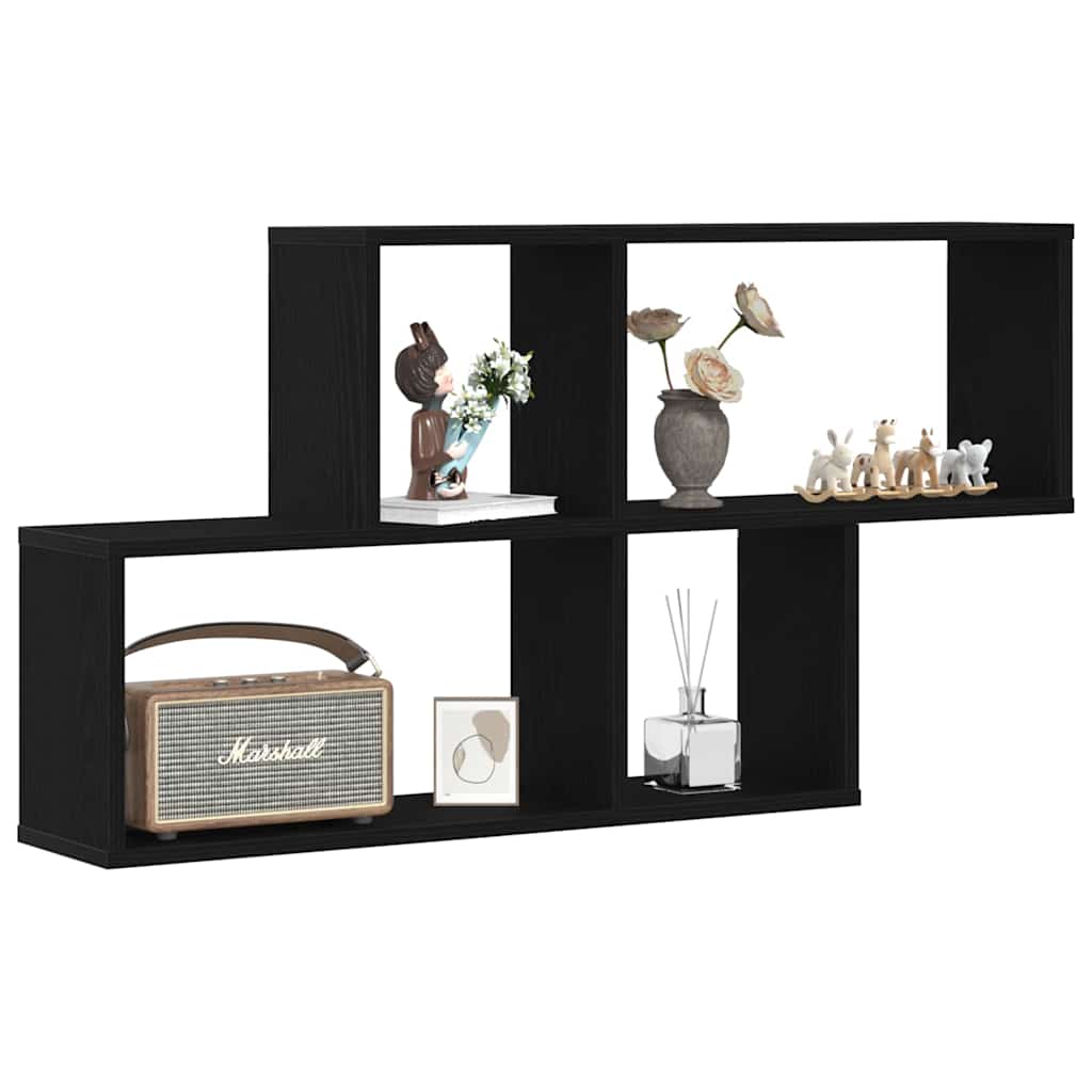 Estante de pared con estante Roble Negro 76 x 15 x 53 cm