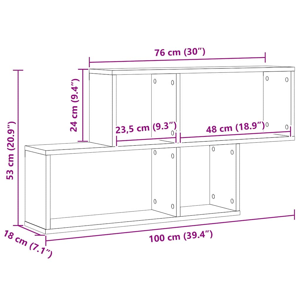 Estante de pared con estante Roble Negro 76 x 15 x 53 cm
