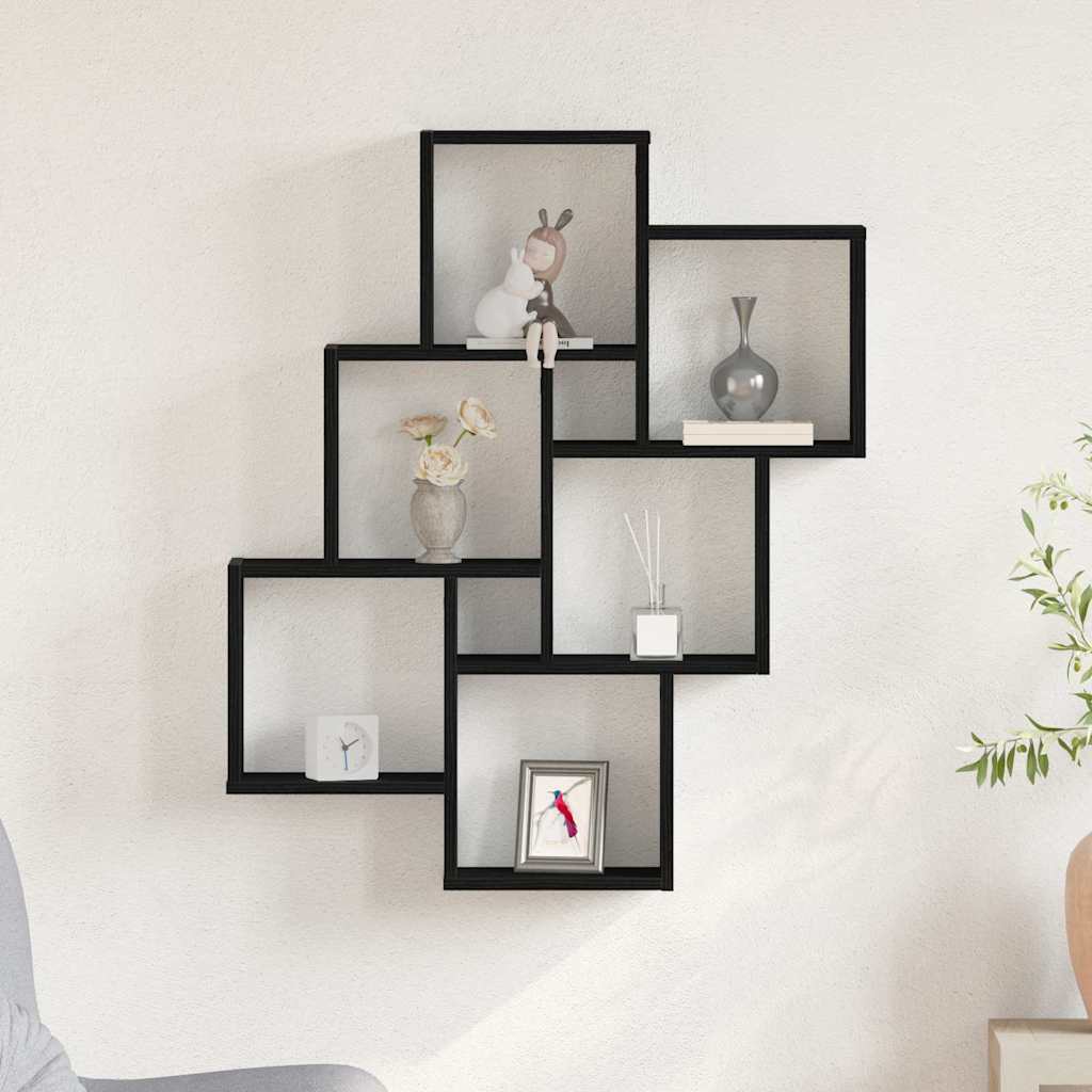 Estante de pared con estante Roble Negro 78 x 15 x 93 cm