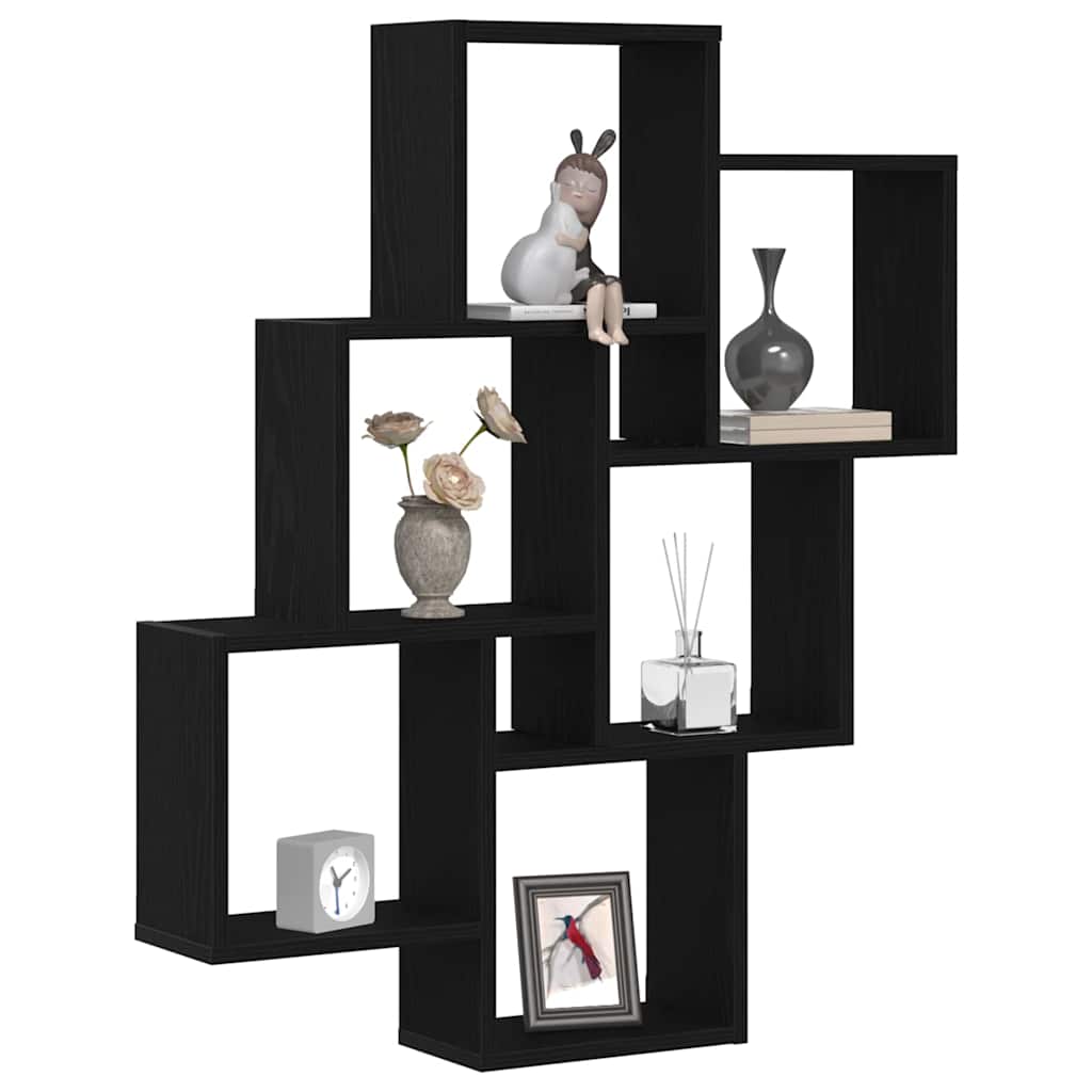 Estante de pared con estante Roble Negro 78 x 15 x 93 cm