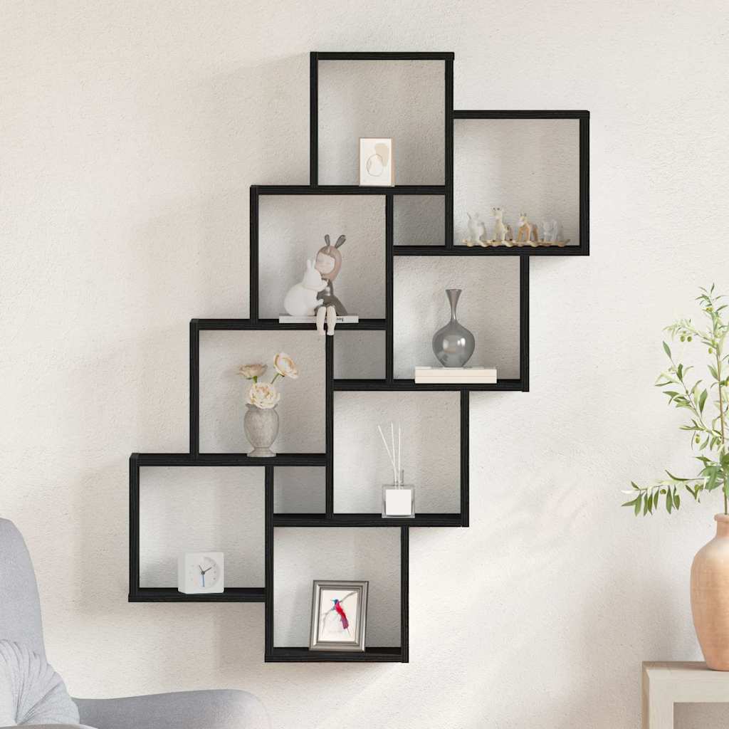 Estante de pared con estante Roble Negro 90 x 15 x 119,5 cm