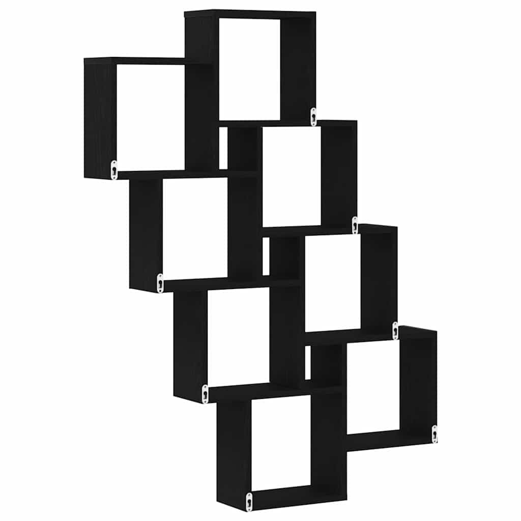 Estante de pared con estante Roble Negro 90 x 15 x 119,5 cm