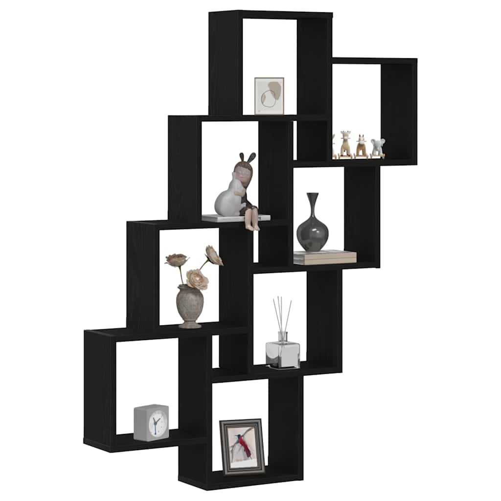 Estante de pared con estante Roble Negro 90 x 15 x 119,5 cm