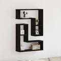 Estante de pared con estante 2 pcs Roble Negro 50 x 15 x 85 cm