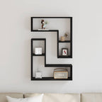 Estante de pared con estante 2 pcs Roble Negro 50 x 15 x 85 cm