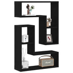 Estante de pared con estante 2 pcs Roble Negro 50 x 15 x 85 cm