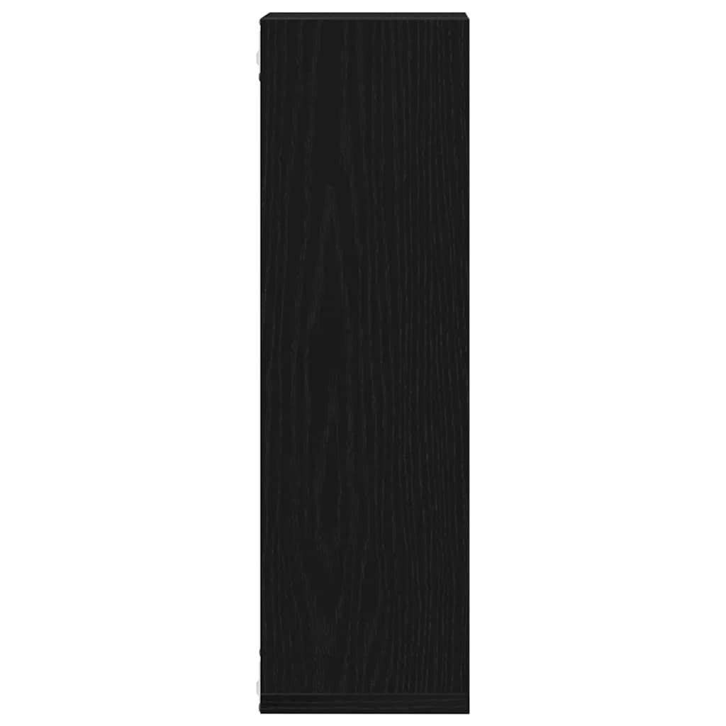 Estante de pared con estante 2 pcs Roble Negro 50 x 15 x 85 cm