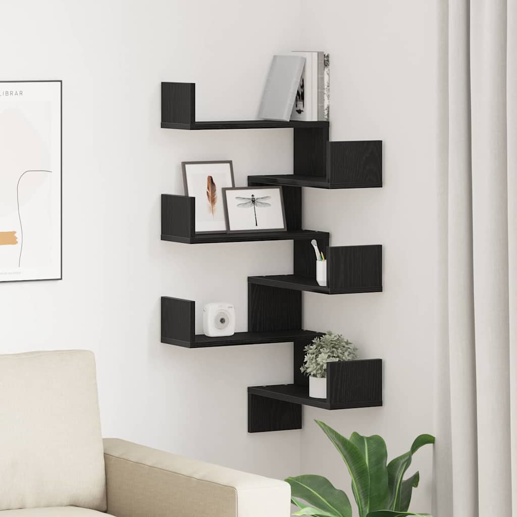 Estante de pared 2 pcs Roble Negro 40 x 40 x 49,5 cm