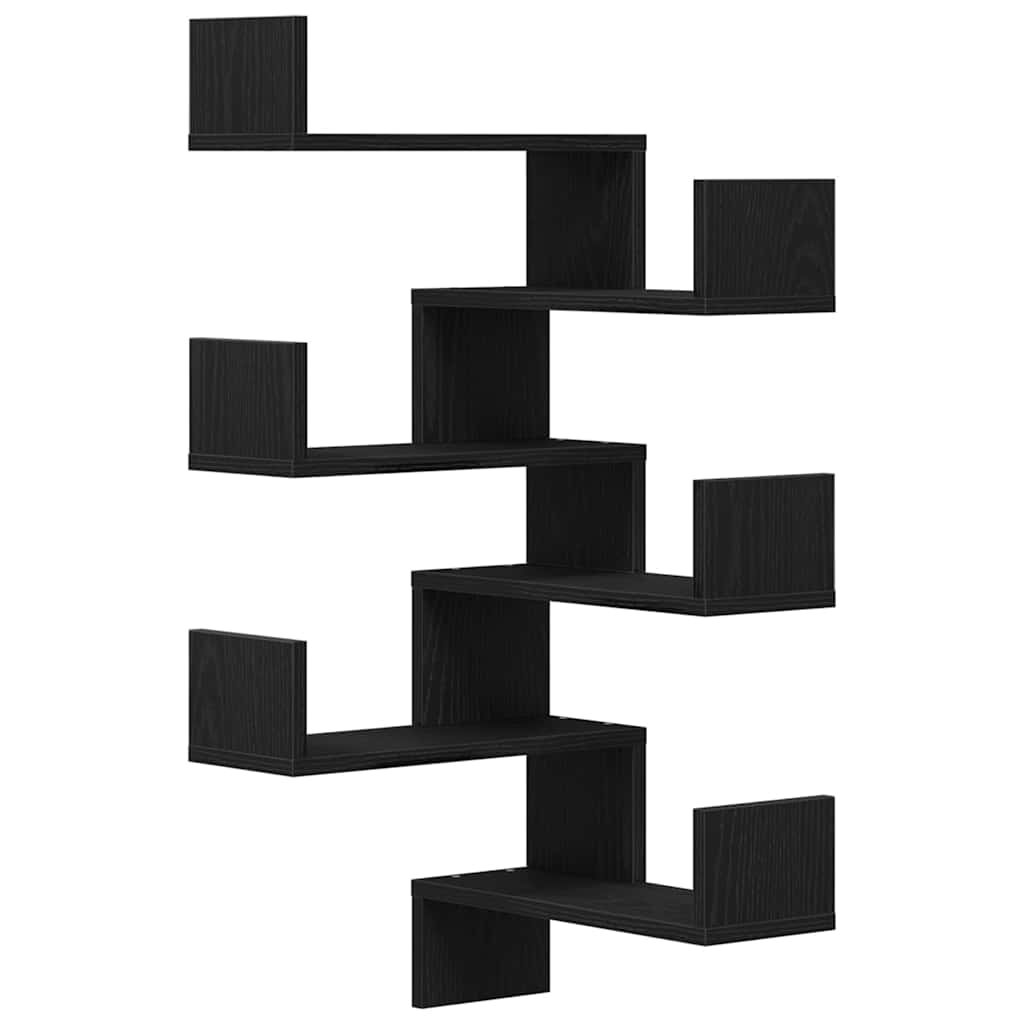 Estante de pared 2 pcs Roble Negro 40 x 40 x 49,5 cm