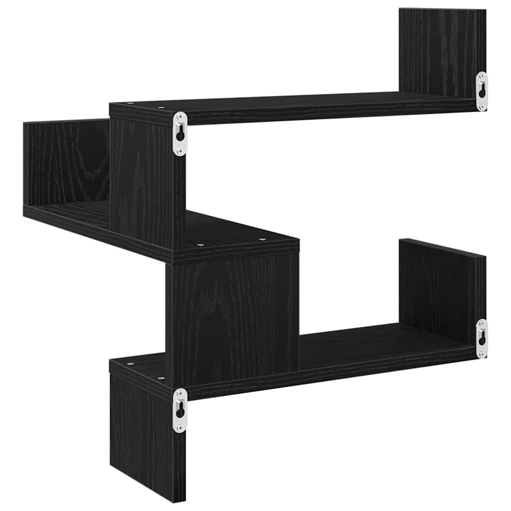 Estante de pared 2 pcs Roble Negro 40 x 40 x 49,5 cm