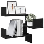 Estante de pared 2 pcs Roble Negro 40 x 40 x 49,5 cm