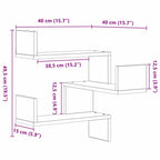 Estante de pared 2 pcs Roble Negro 40 x 40 x 49,5 cm