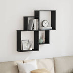Estante de pared con estante Roble Negro 80 x 15 x 78,5 cm