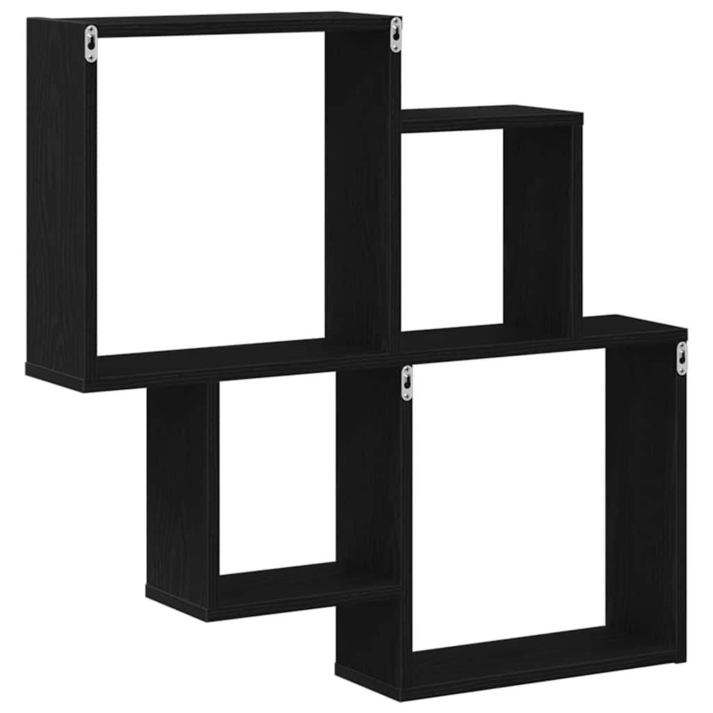 Estante de pared con estante Roble Negro 80 x 15 x 78,5 cm