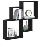 Estante de pared con estante Roble Negro 80 x 15 x 78,5 cm