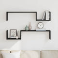 Estante de pared con estante 2 pcs Roble Negro 100 x 15 x 20 cm