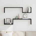 Estante de pared con estante 2 pcs Roble Negro 100 x 15 x 20 cm
