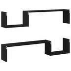Estante de pared con estante 2 pcs Roble Negro 100 x 15 x 20 cm
